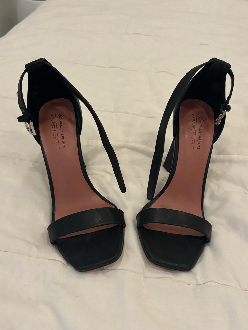 Call It Spring Black Minimalist Ankle-Strap Heels